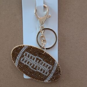 Brown and Gold Football Keychain